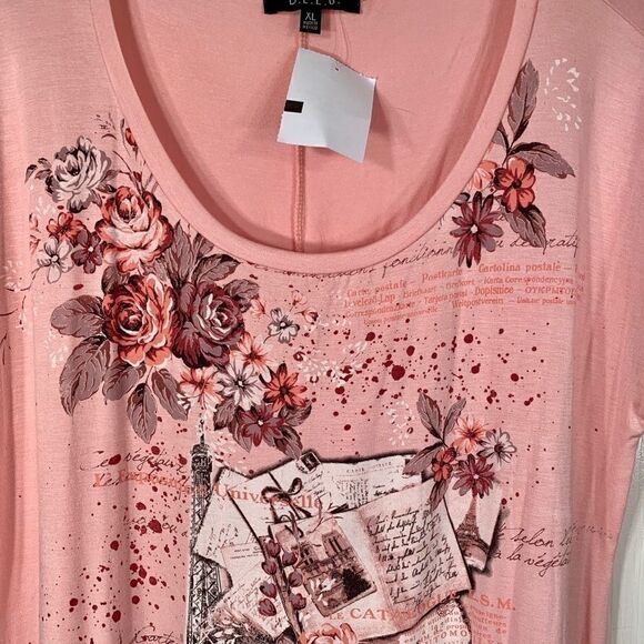 PINK STRETCH SHORT SLEEVE SHIRT BY BLEU SIZE L NWT - Picture 2 of 5